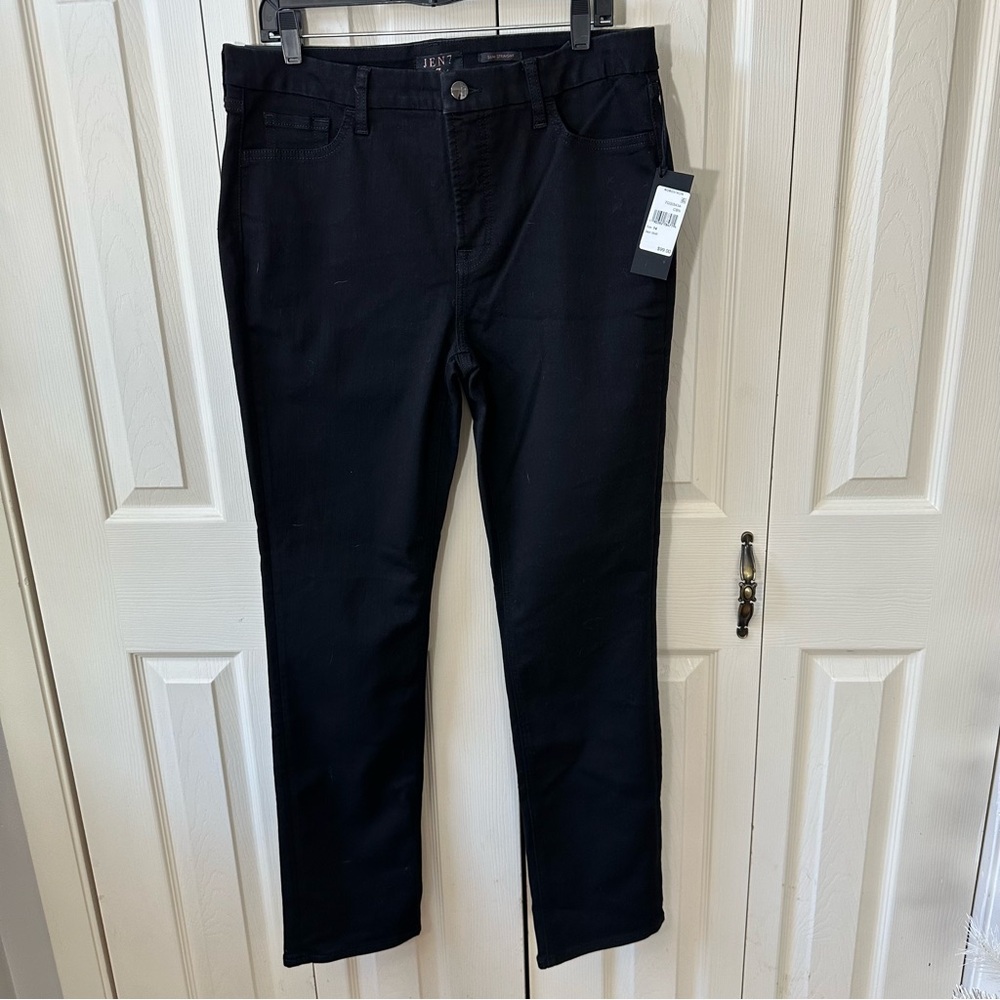 Jen7 7 For All Mankind Slim Straight Black Jeans Womens Size 14